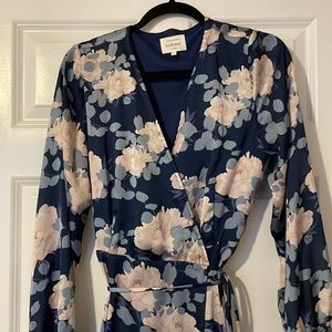 Large, Wrap, Blue Floral Dress
